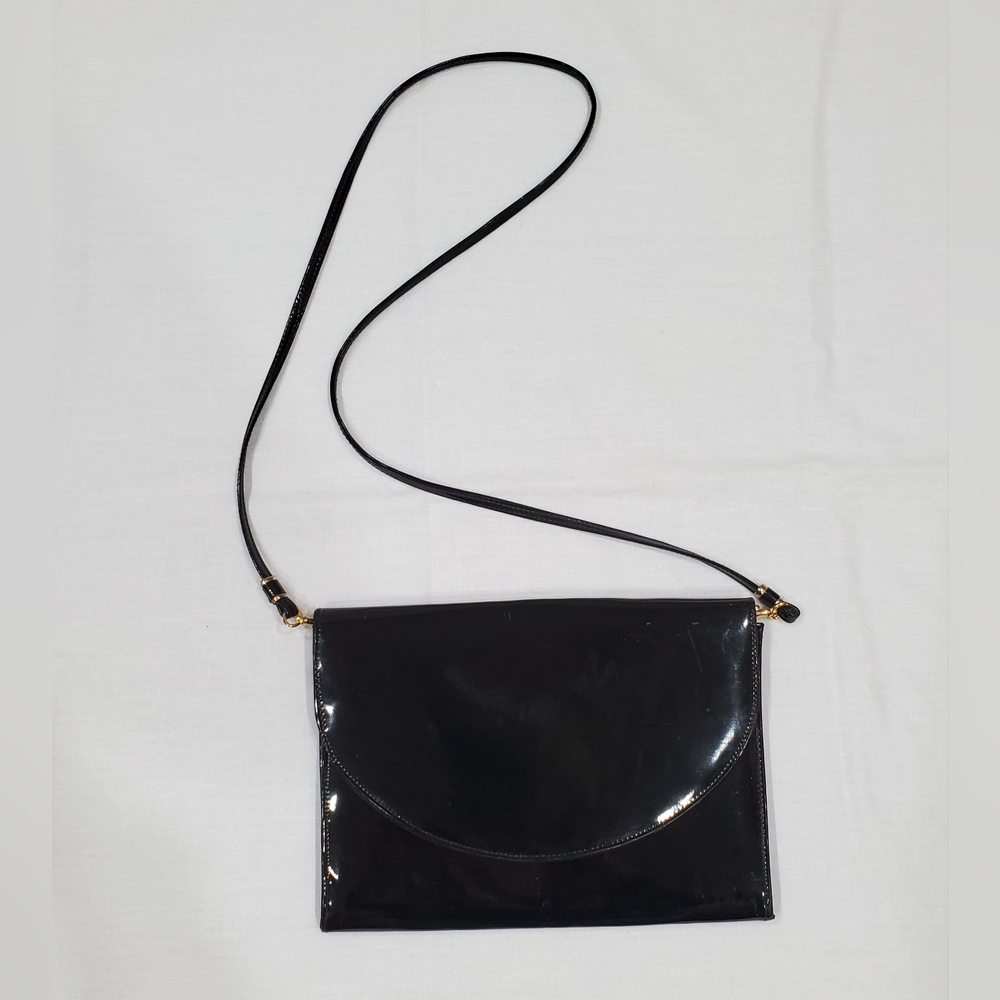 Elegant Black Patent Crossbody Bag